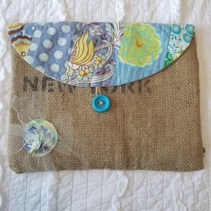 It's A Wrap Burlap Laptop Sleeve Beautiful NWOT